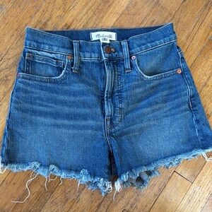 Madewell Frayed Hem Blue Denim Shorts